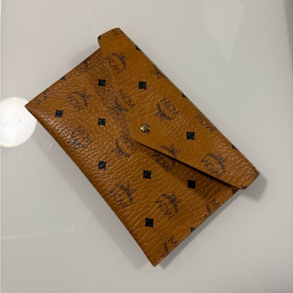 MCM Handbags - MCM Cognac Visetos Pouch or Clutch
